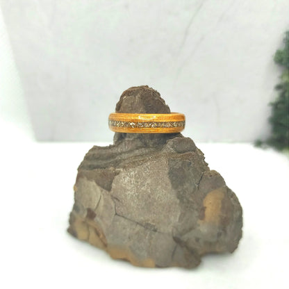 Teak Wood Ring & Gold Glitter Inlay - WoodRingsByJet