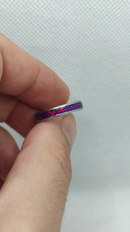 Pierścionek z głęboko purpurowym opalem - WoodRingsByJet