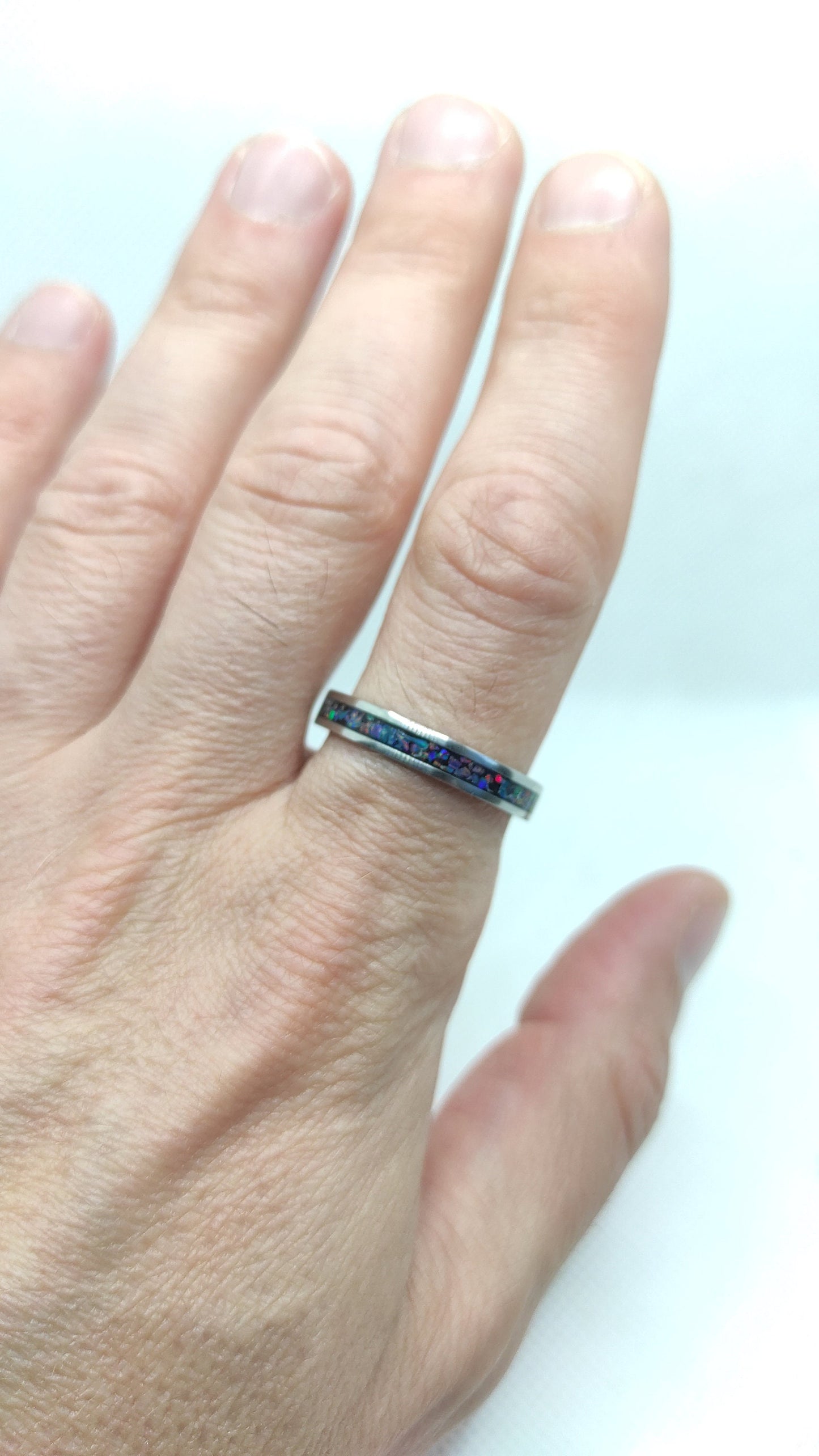Dark Turquoise Crushed Opal Ring