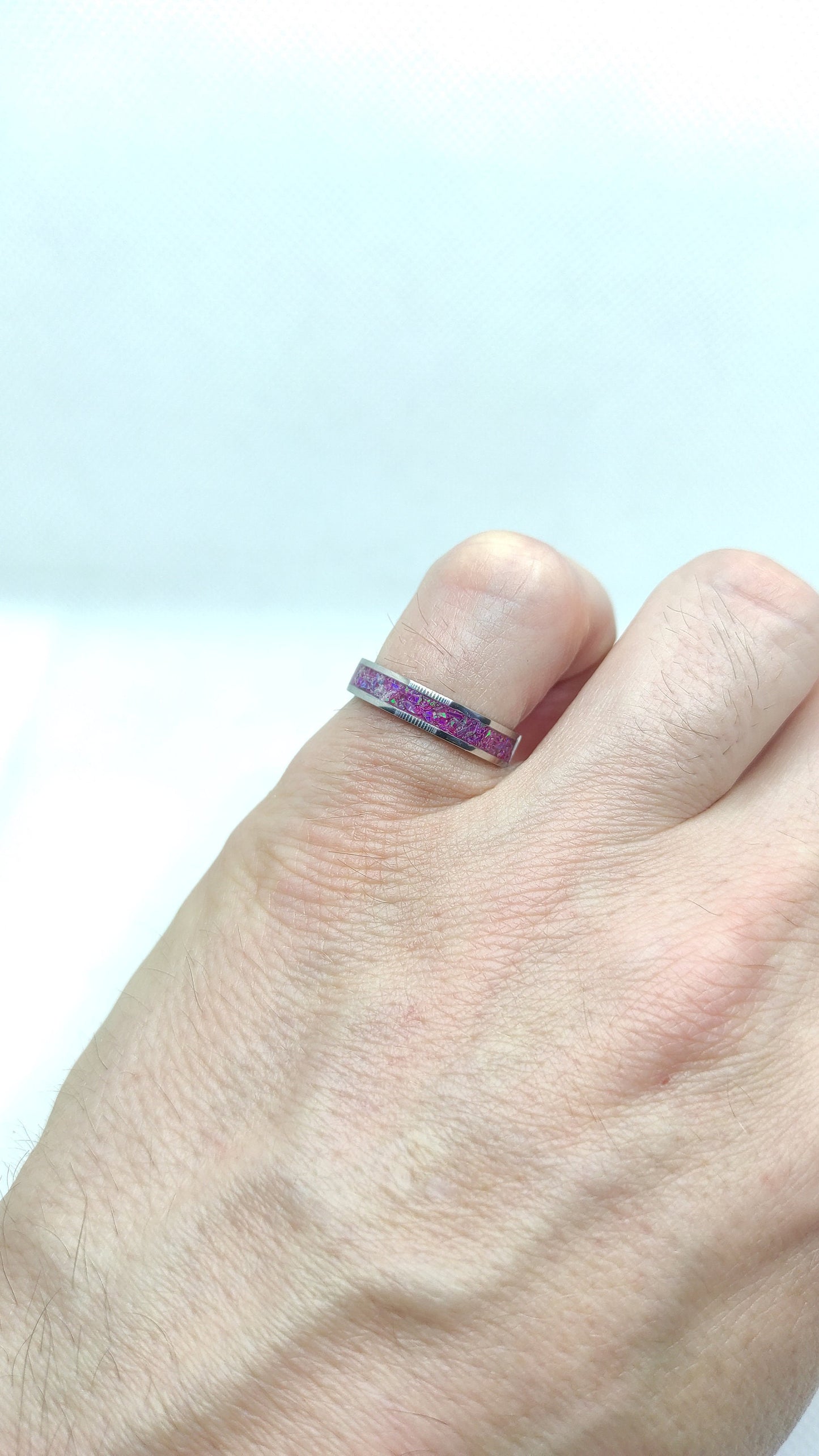 Fuchsia Crushed Opal Ring