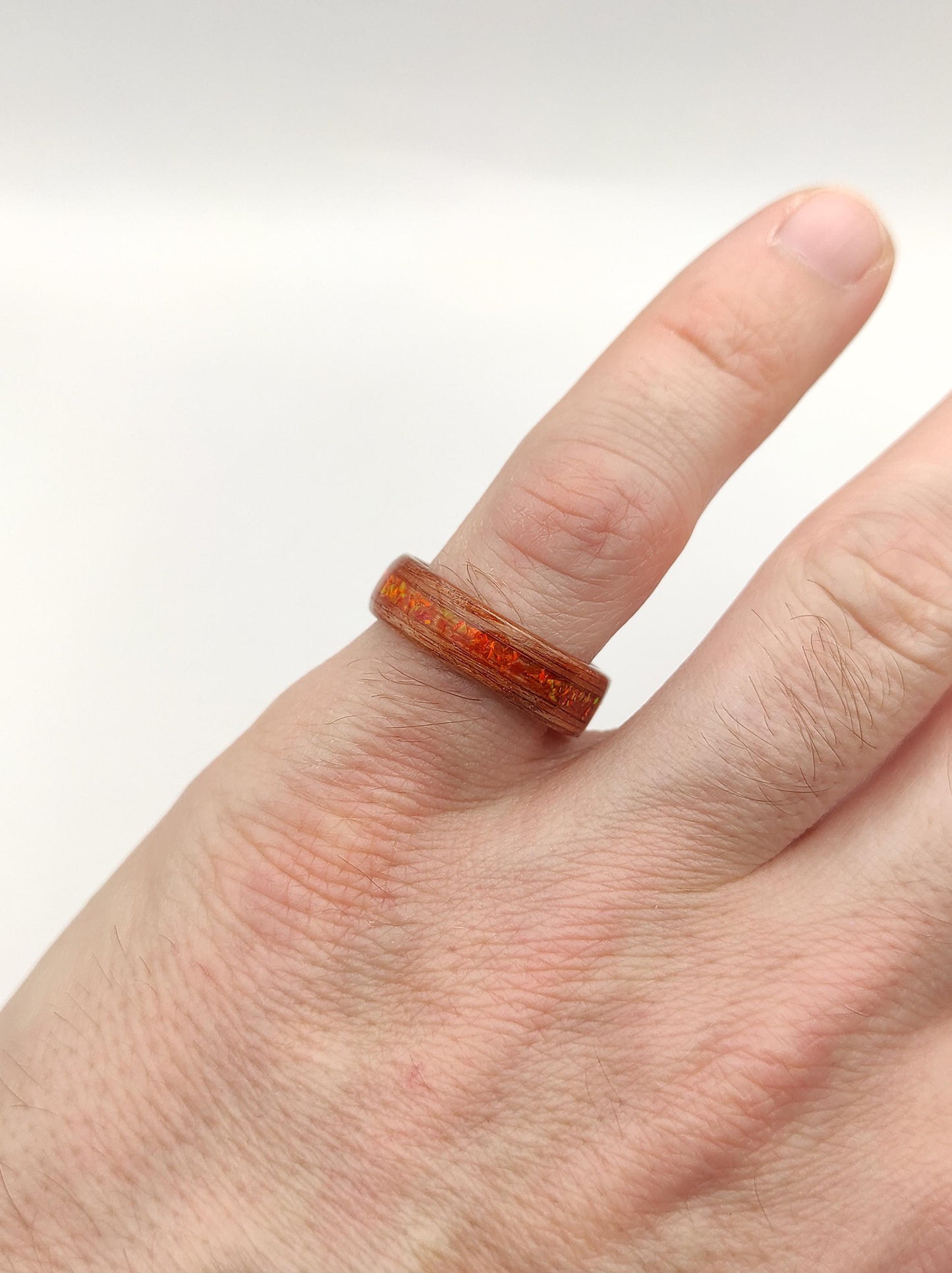 Redwood & Red Fire Opal Ring