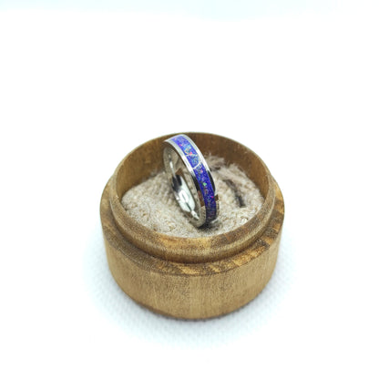 Pierścionek z różowym opalem - WoodRingsByJet