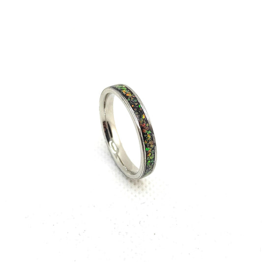 Olive Yellow Opal Band Ring