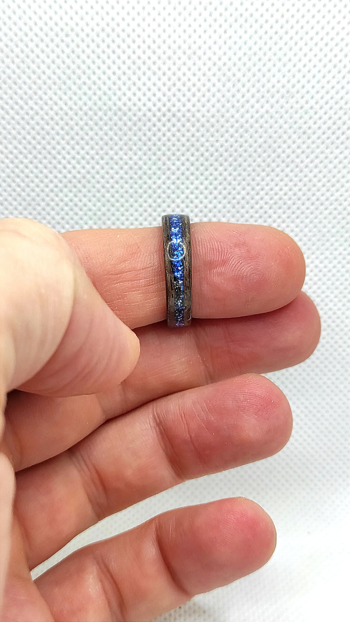 Darek Oak Wood Ring & Blue Glitter For Her