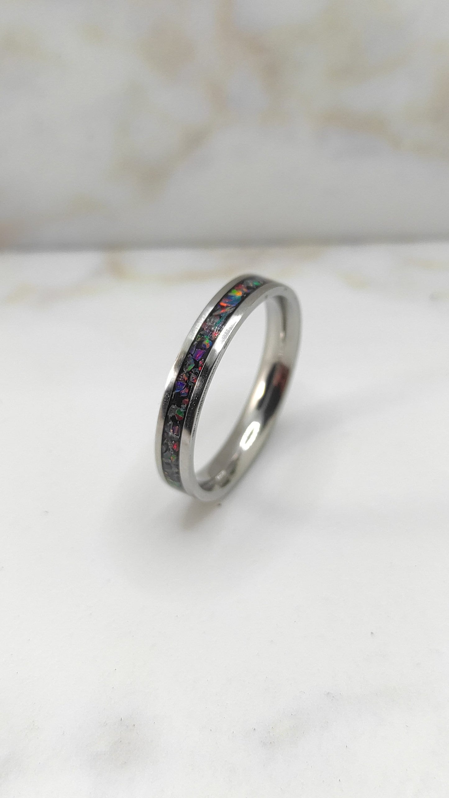 Dark Turquoise Crushed Opal Ring