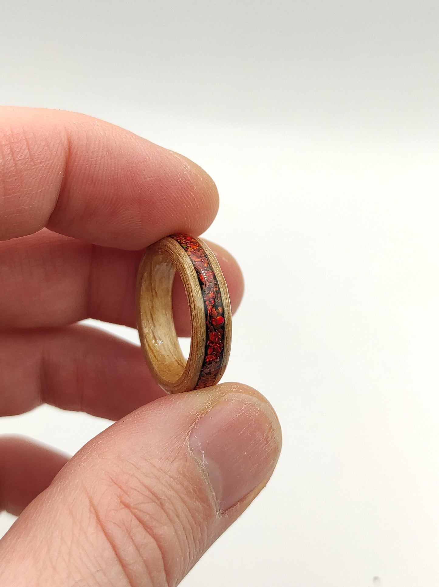 Oak & Red Opal Ring