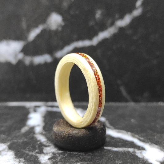 Maple Wood Ring & Copper Glitter Inlay
