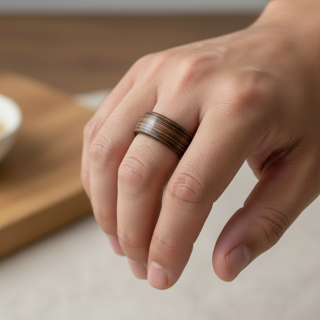 Drewniany pierścionek wenge – minimalistyczny