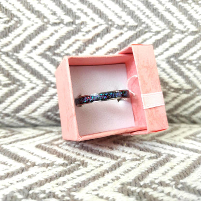 Pierścionek z neonowo-różowym opalem - WoodRingsByJet