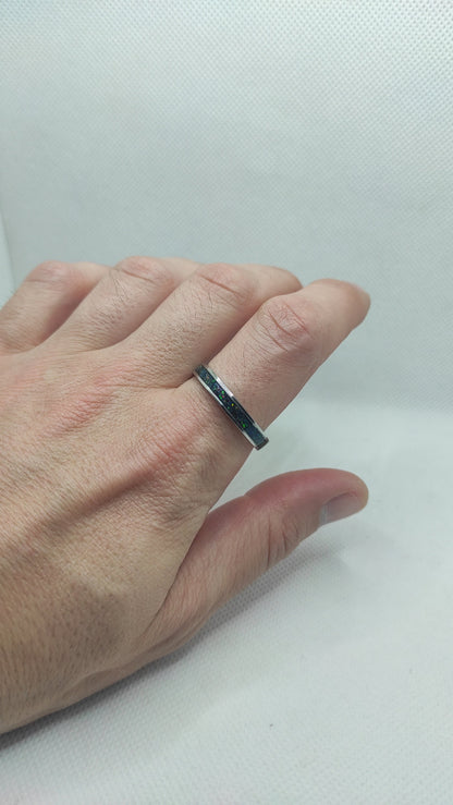 Pierścionek z ciemnozielonym opalem - WoodRingsByJet