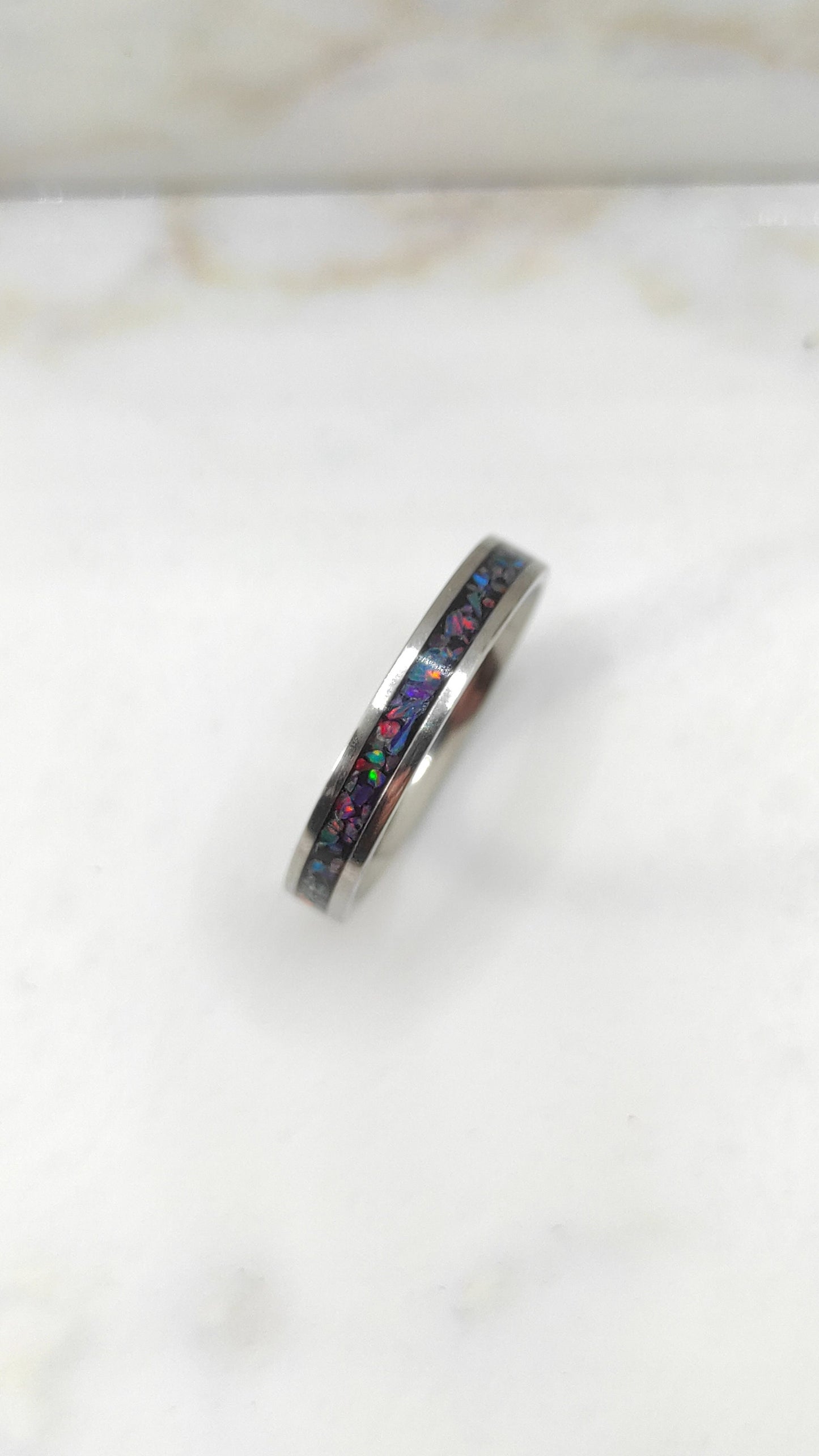 Dark Turquoise Crushed Opal Ring