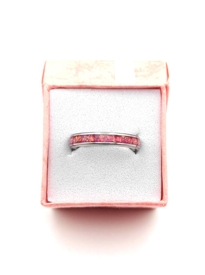 Pierścionek z różowym opalem - WoodRingsByJet