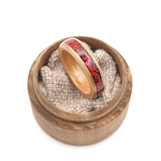 Oak & Red Opal Ring