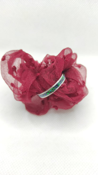 Pierścionek z zielonym opalem typu sapphire - WoodRingsByJet