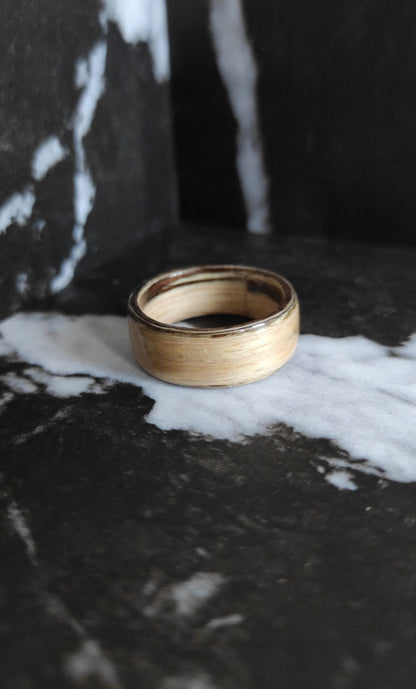 Zebrano — ręcznie wykonana obrączka drewniana (Bentwood) | wodoodporna, uniseks, spersonalizowana - WoodRingsByJet