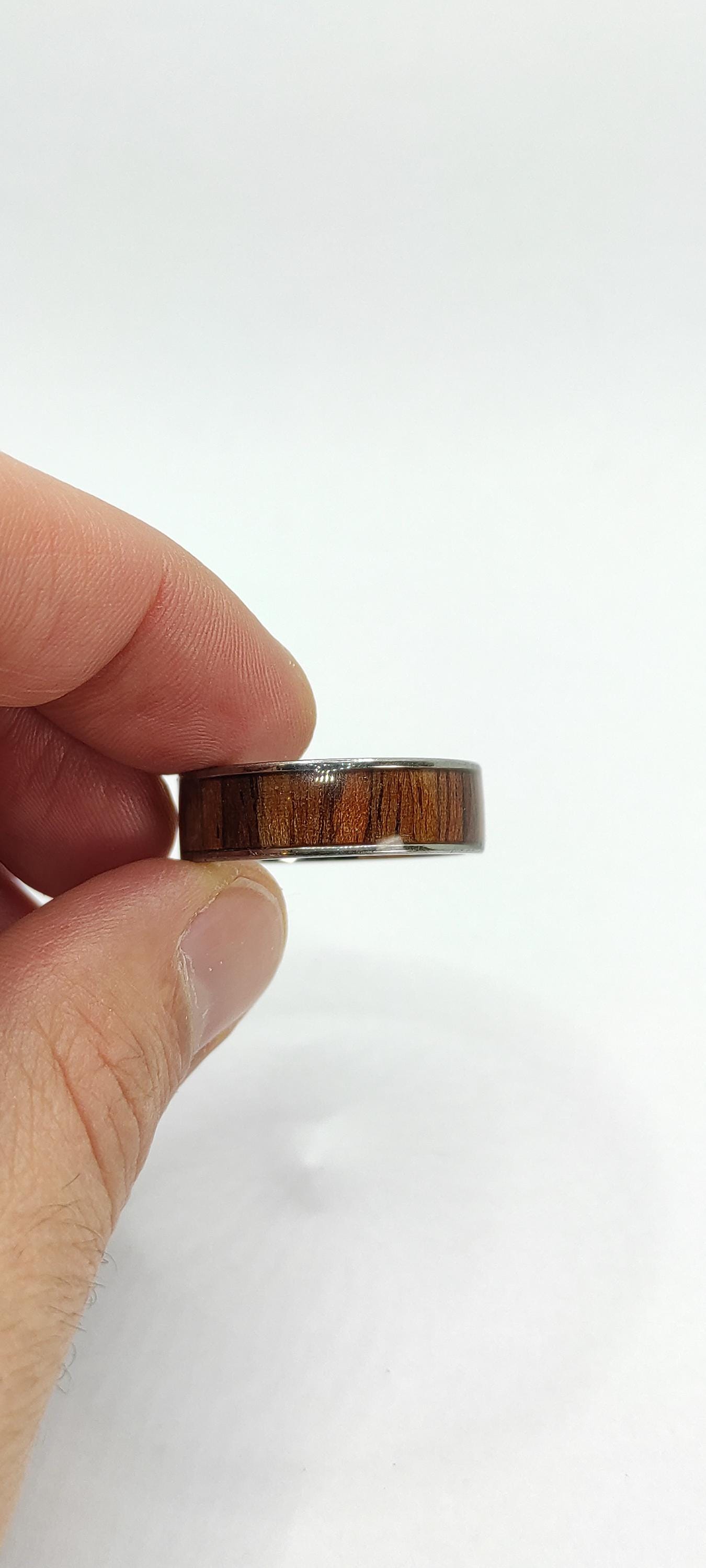 Rosewood Veneer & Metal Ring