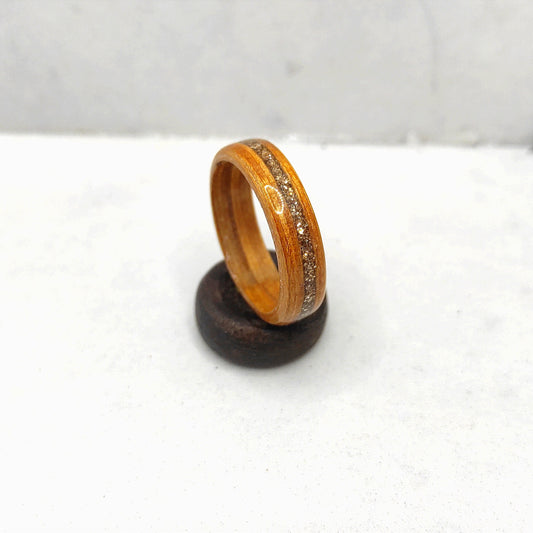 Teak Wood Ring & Gold Glitter Inlay