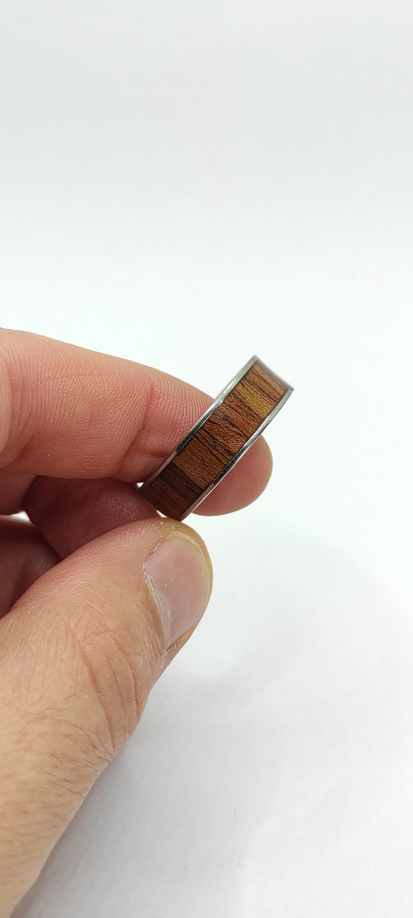 Rosewood Veneer & Metal Ring