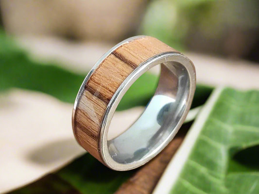 Metal Ring & Zebrano Wood Veneer