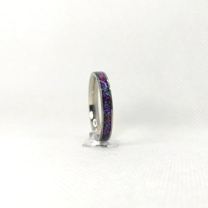 Pierścionek z neonowo-różowym opalem - WoodRingsByJet