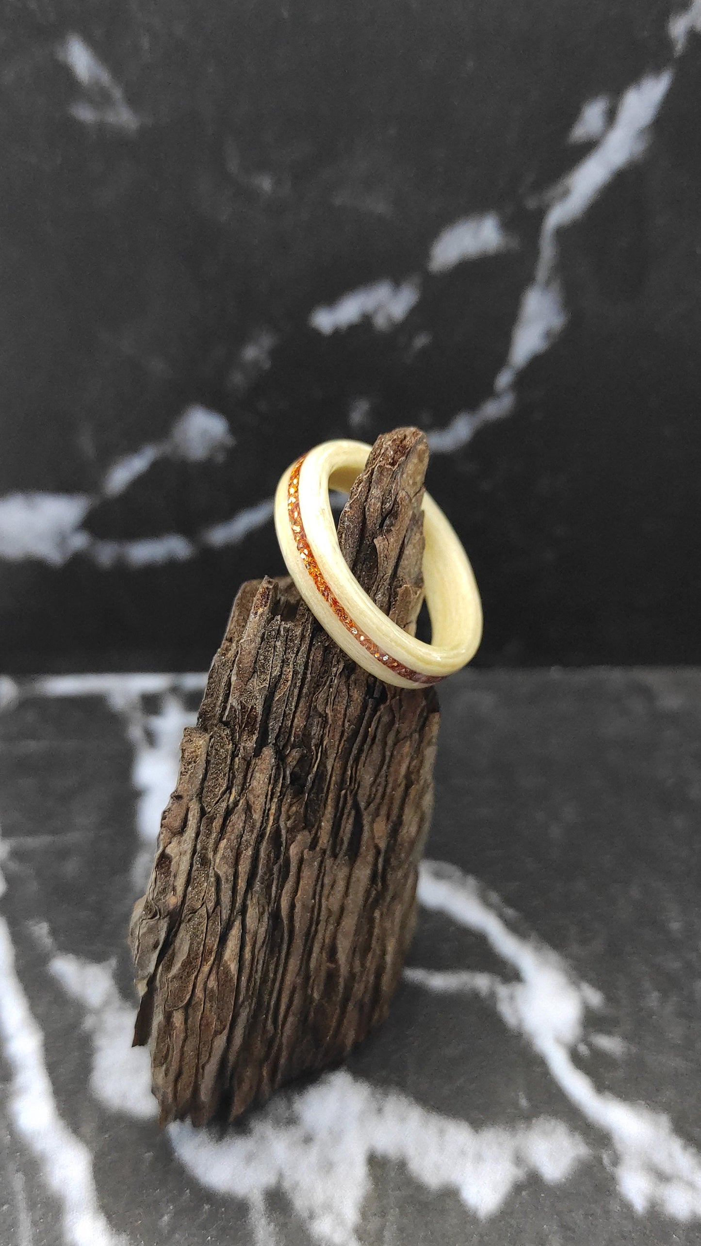 Maple Wood Ring & Copper Glitter Inlay