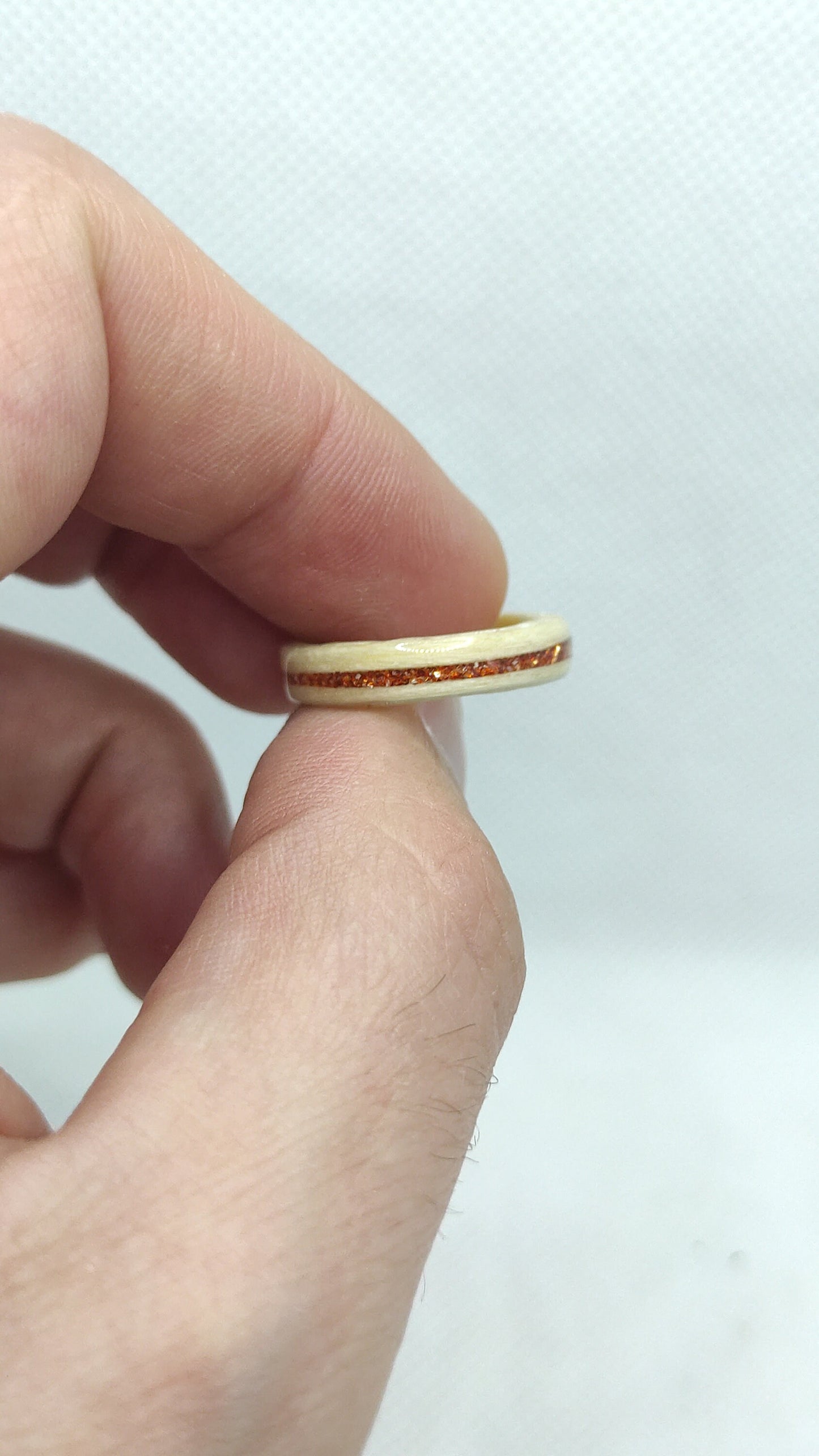 Maple Wood Ring & Copper Glitter Inlay