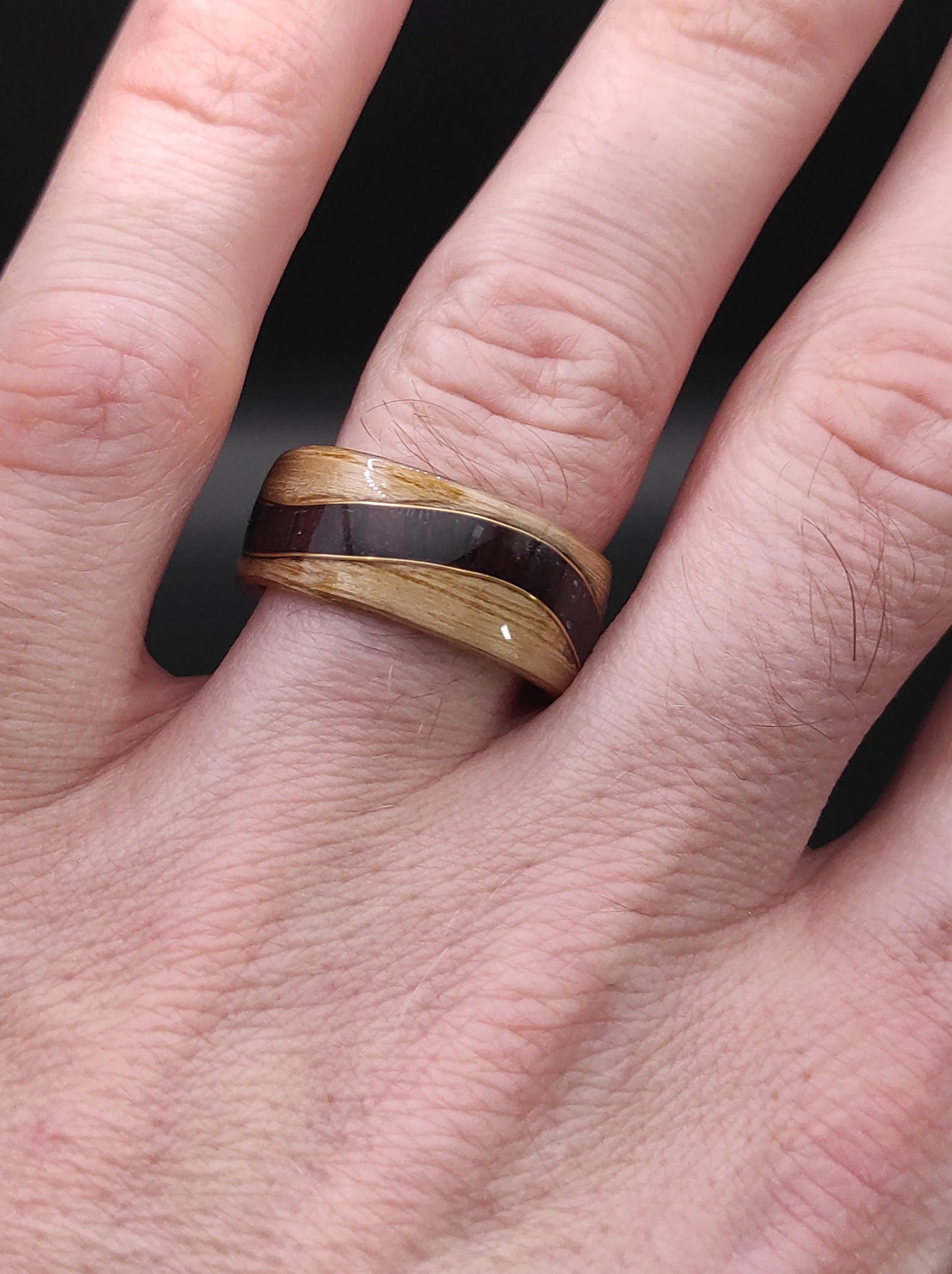 Ash & Purpleheart Wood Veneer Ring