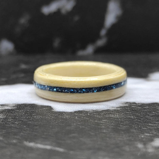 Maple Wooden Ring & Sapphire Glitter Inlay