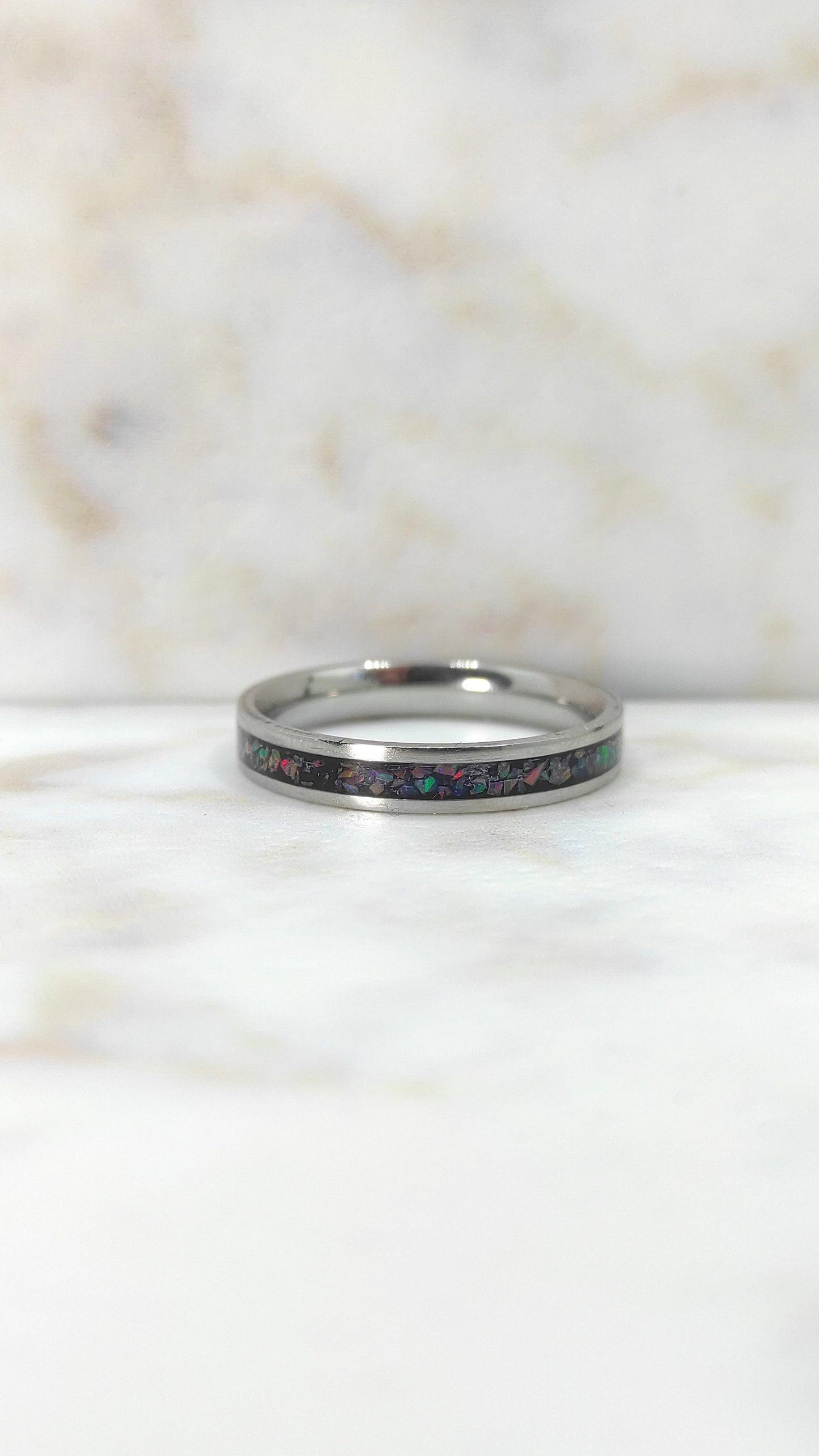 Dark Turquoise Crushed Opal Ring