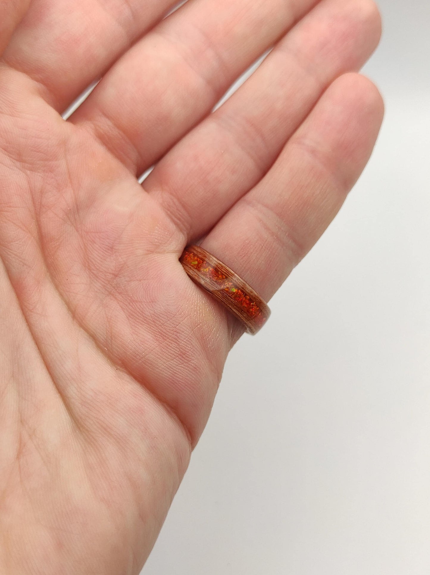 Redwood & Red Fire Opal Ring