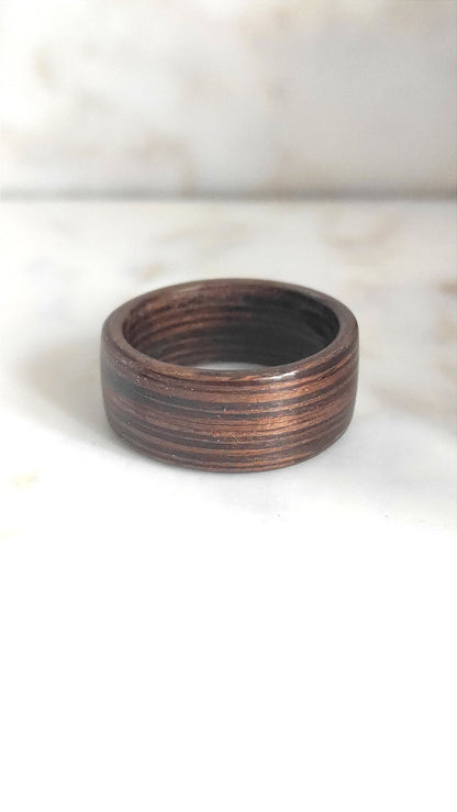 Pierścionek z drewna wenge - ręcznie robiony unisex / naturalna obrączka eko - WoodRingsByJet
