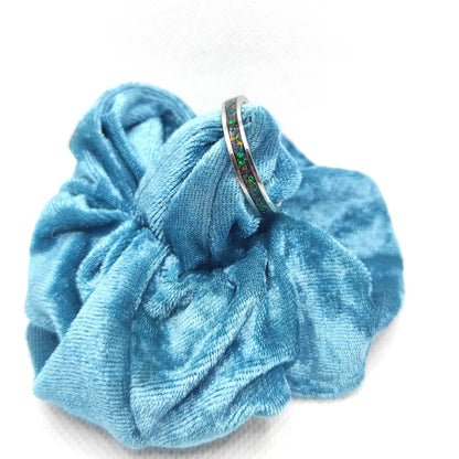 Pierścionek z ciemnozielonym opalem - WoodRingsByJet