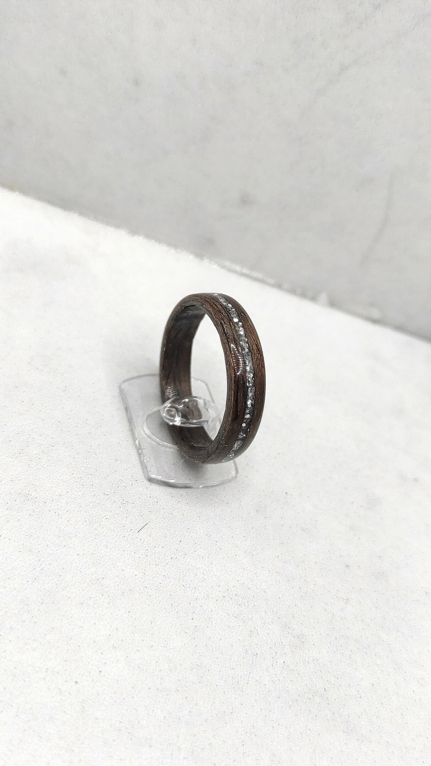Walnut Wood Ring & Silver Glitter