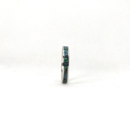 Pierścionek z zielonym opalem typu sapphire - WoodRingsByJet