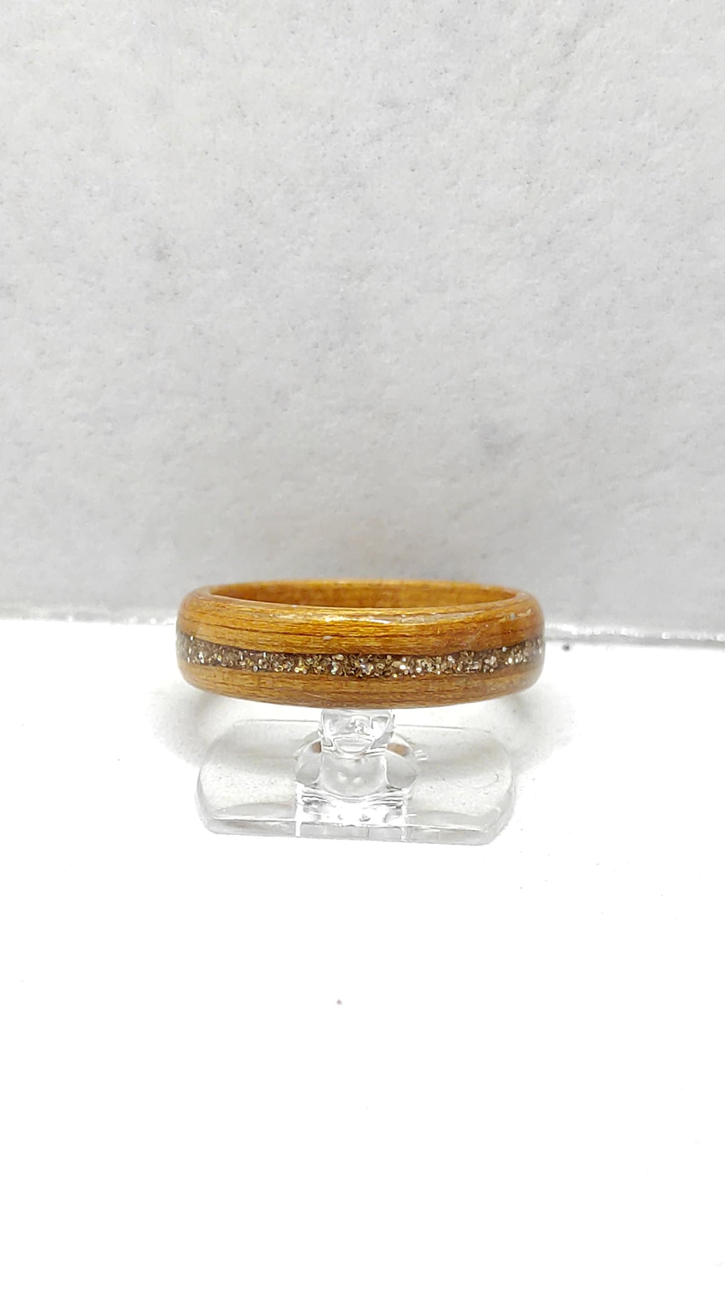 Teak Wood Ring & Gold Glitter Inlay