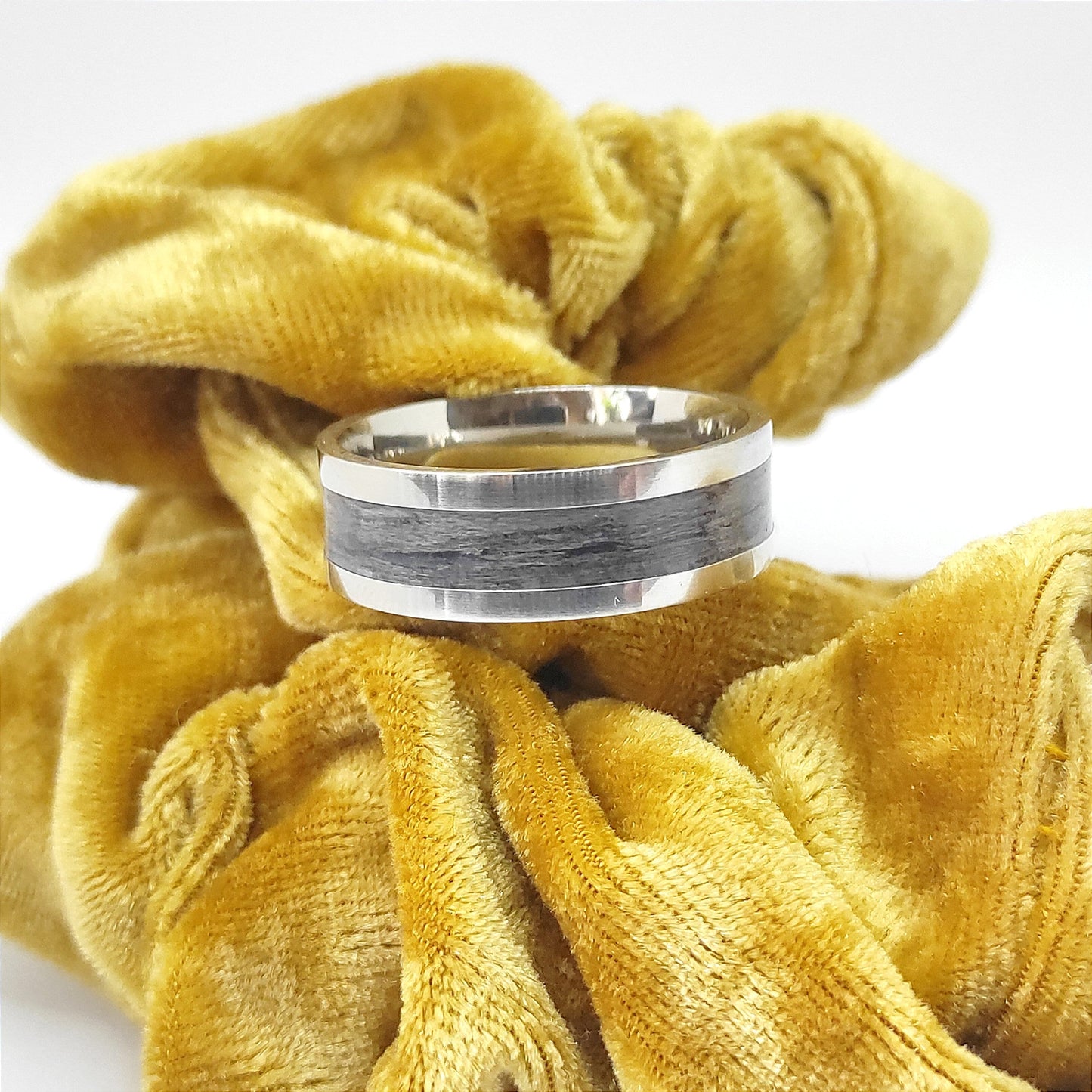 Metal & Grey Oak, Wood Veneer Ring