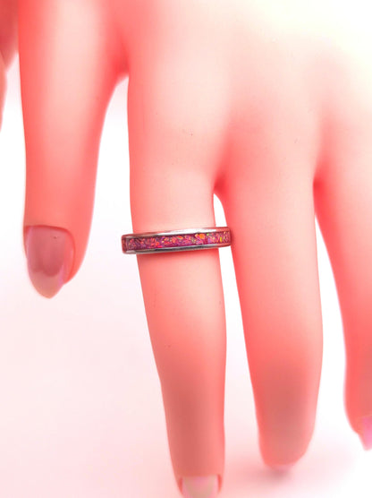 Pierścionek z różowym opalem - WoodRingsByJet