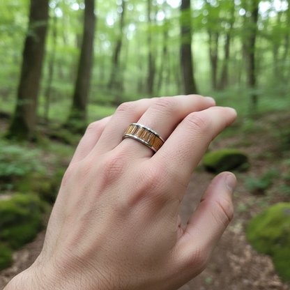 Pierścionek stal chirurgiczna – palisander elegancki