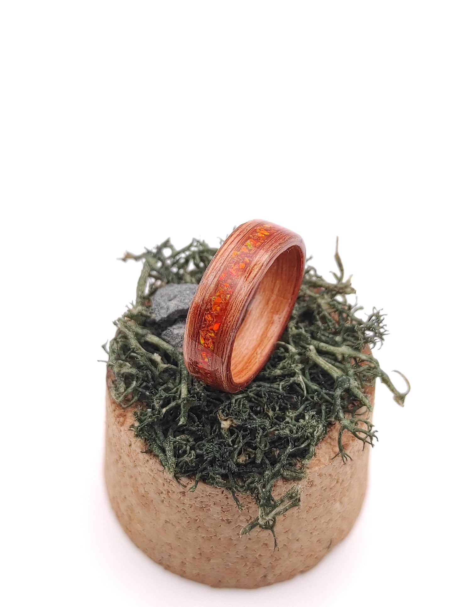 Redwood & Red Fire Opal Ring