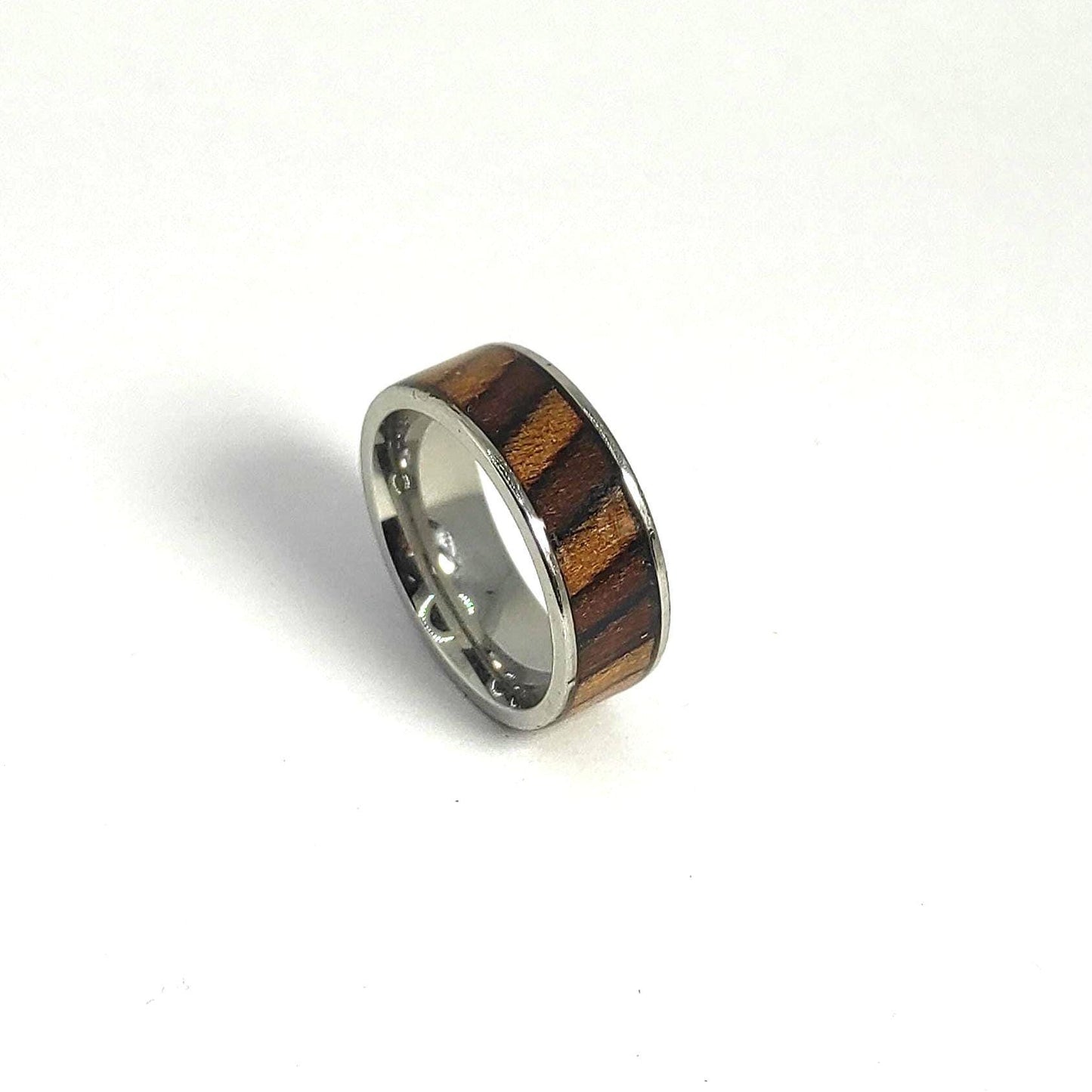 Metal & 3D California Teak Wood Veneer Ring
