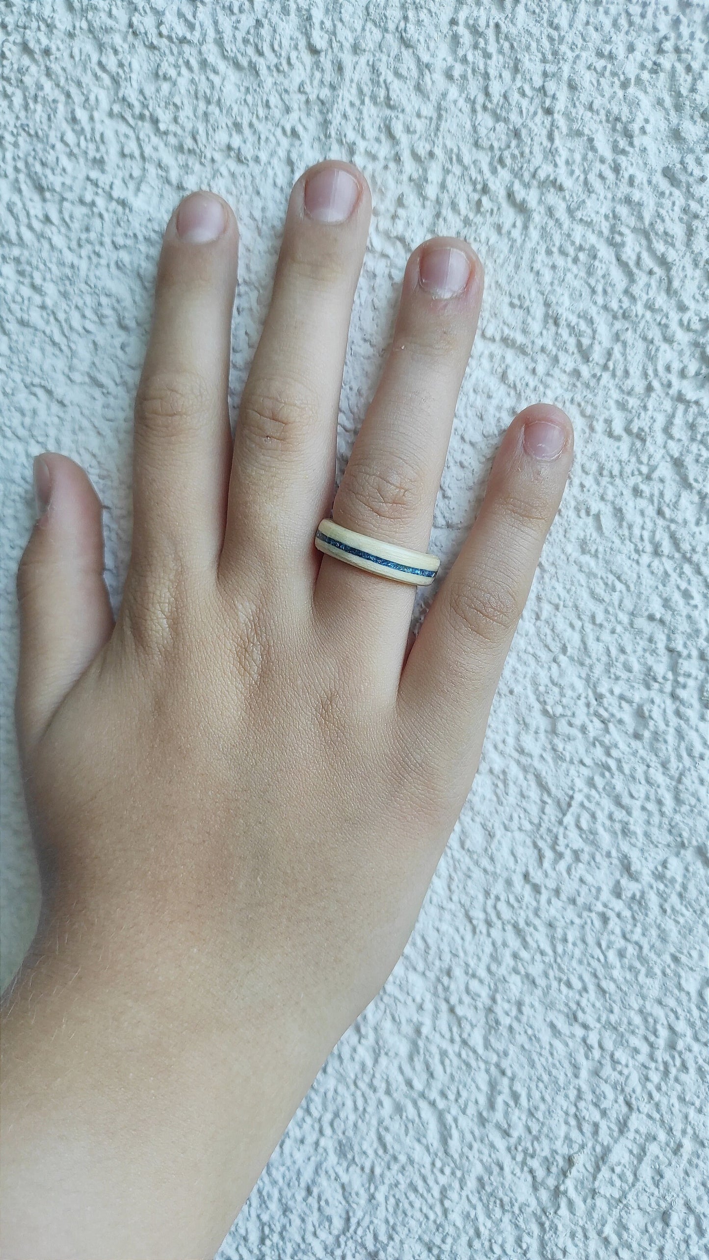Maple Wooden Ring & Sapphire Glitter Inlay