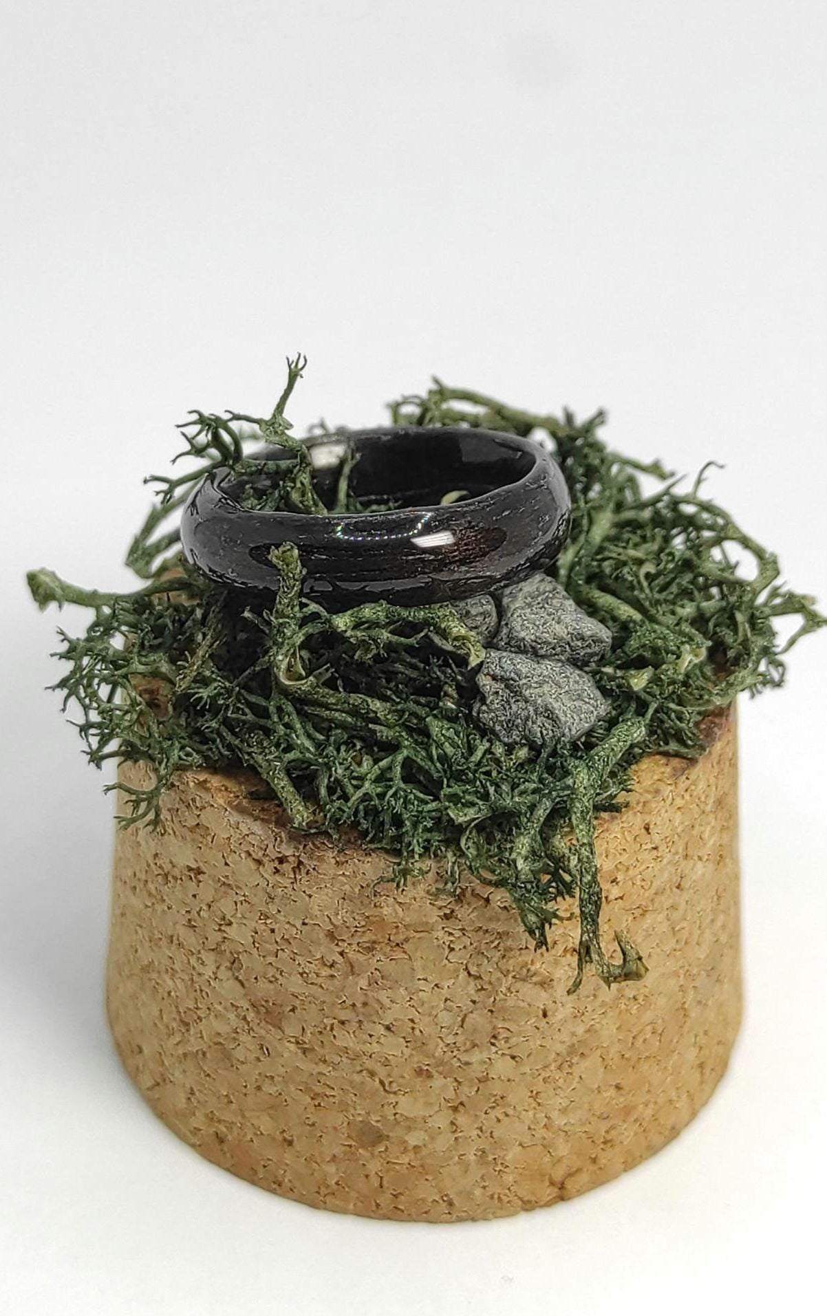 Black Oak Veneer Ring With Silver Thread
