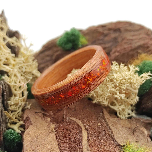 Redwood & Red Fire Opal Ring