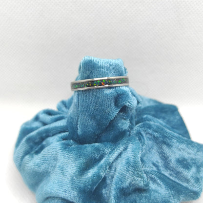 Pierścionek z ciemnozielonym opalem - WoodRingsByJet