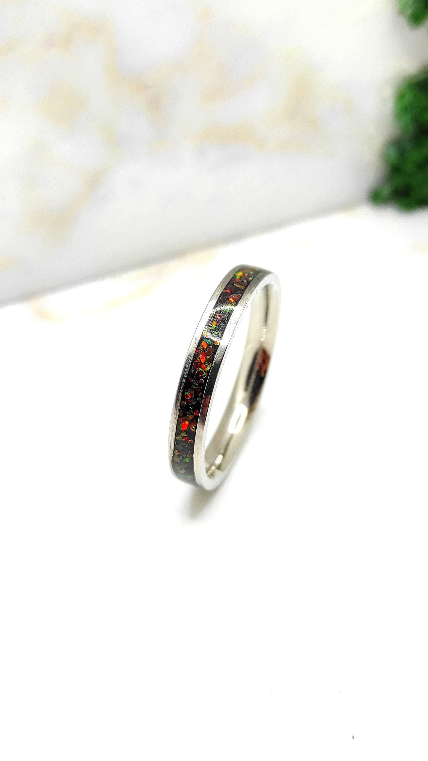Dark Copper Crushed Opal Ring