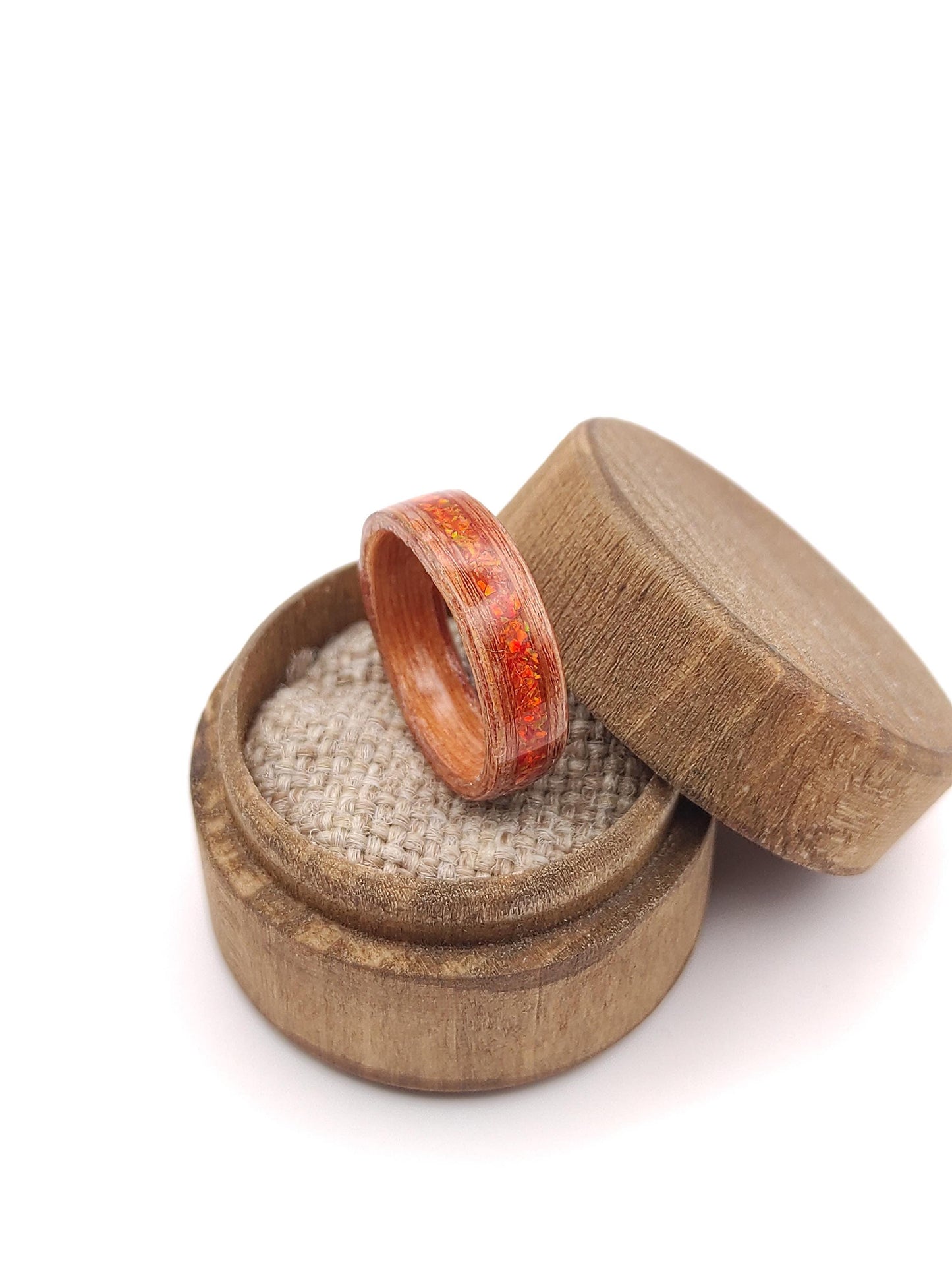 Redwood & Red Fire Opal Ring
