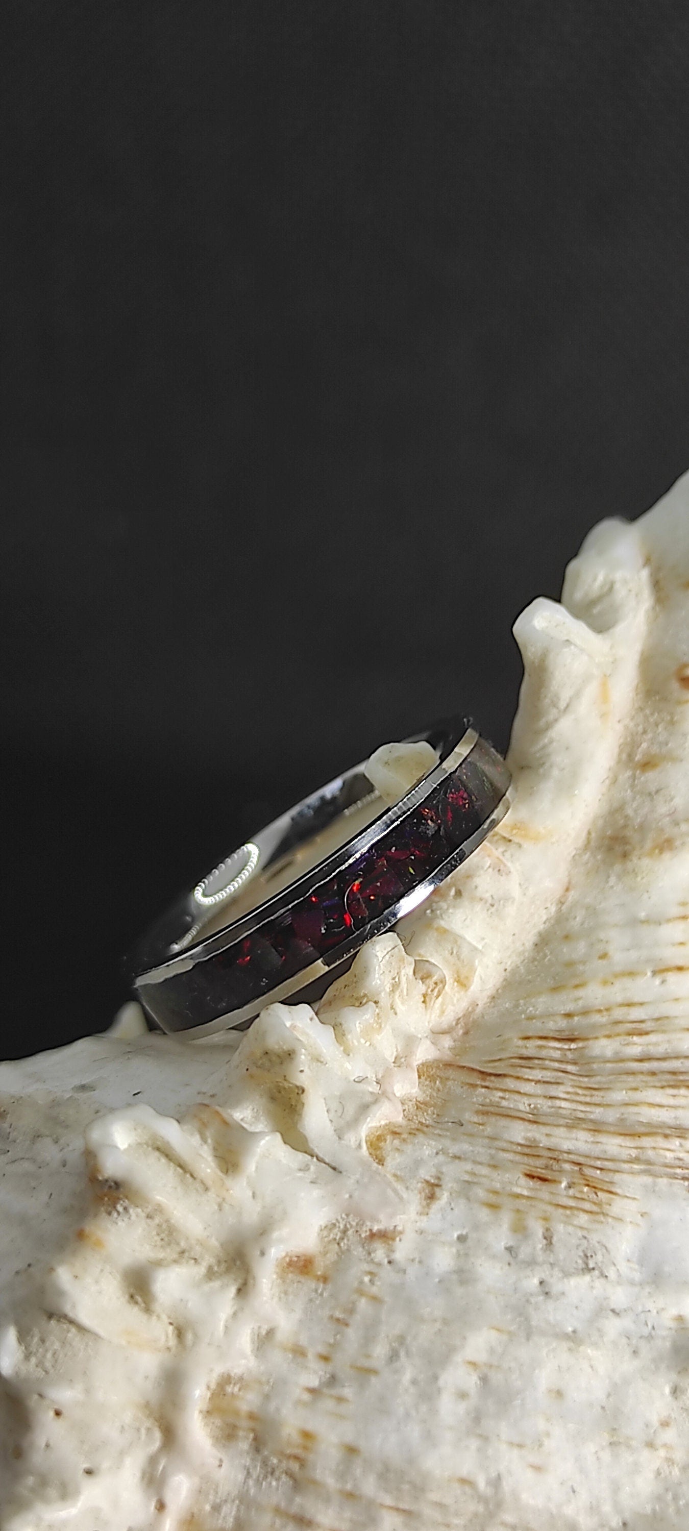 Metal & Black Cherry Opal Ring