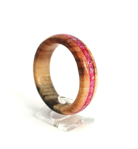 Willow Wood & Rose Pink Opal Ring - WoodRingsByJet