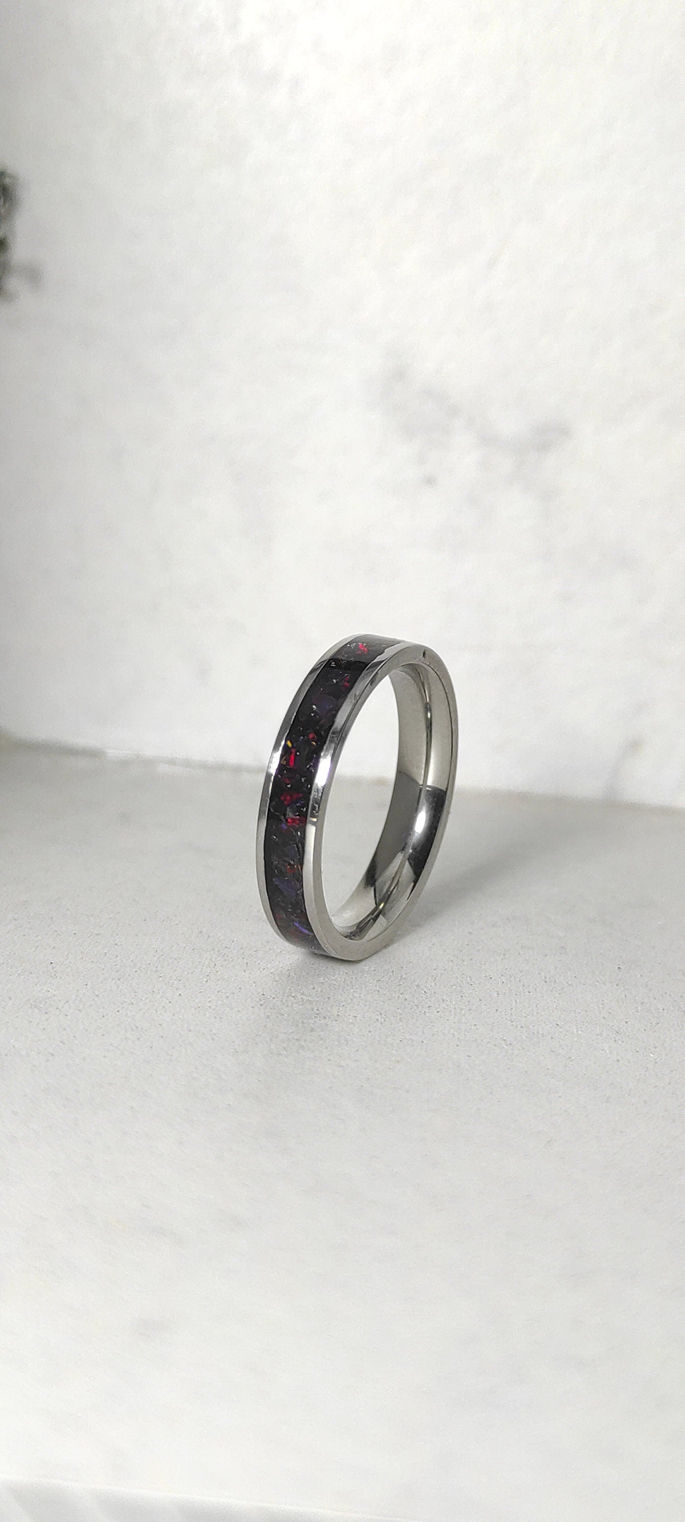 Metal & Black Cherry Opal Ring