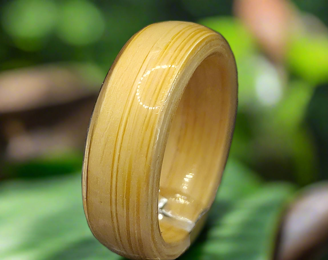 Bentwood bamboo wood ring, natural eco-friendly wedding band.